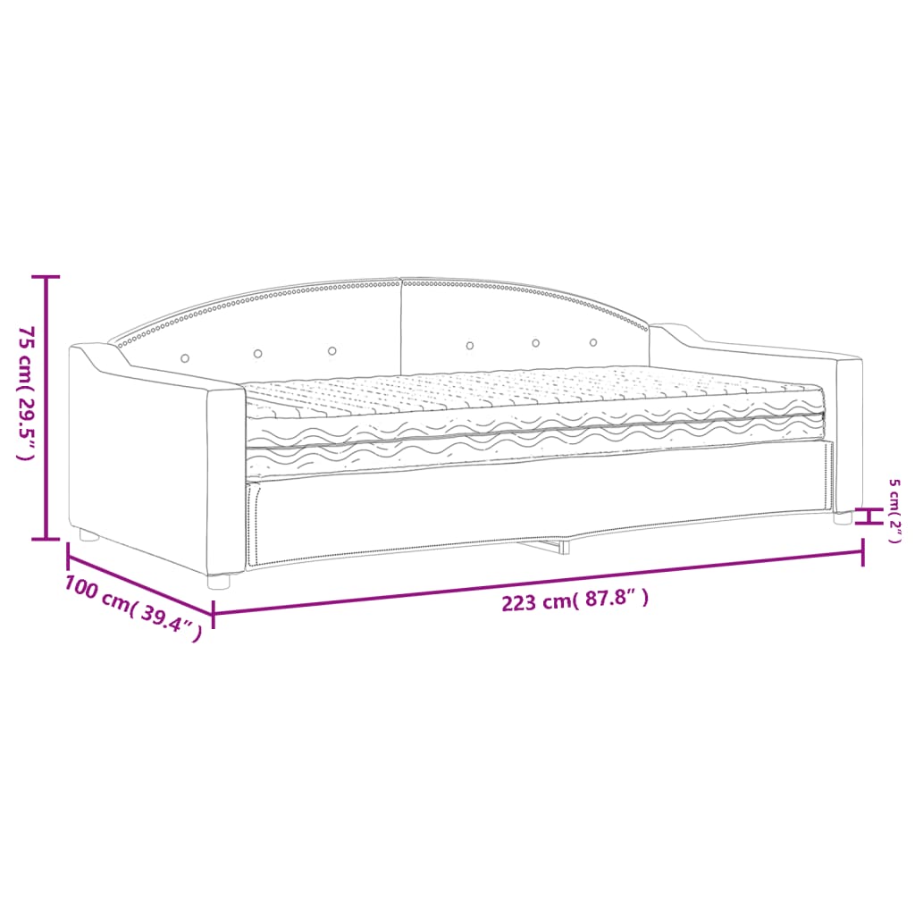 vidaXL Sofa z materacem do spania, czarna, 90x200 cm, tkanina