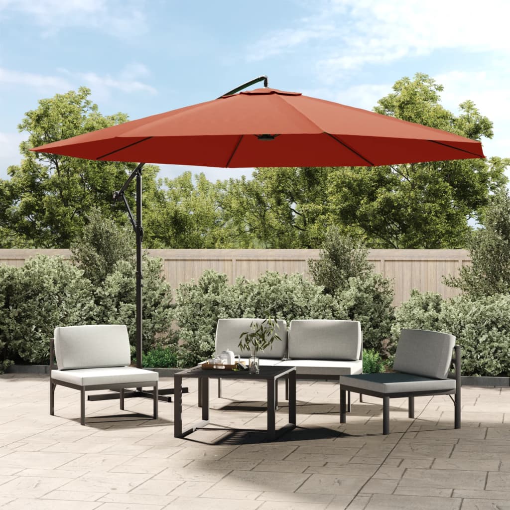 vidaXL Parasol wiszący z aluminiowym słupkiem, 350 cm, terakotowy