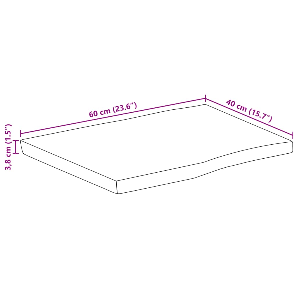 vidaXL Blat stołu, 60x40x3,8 cm, naturalna krawędź, lite drewno mango