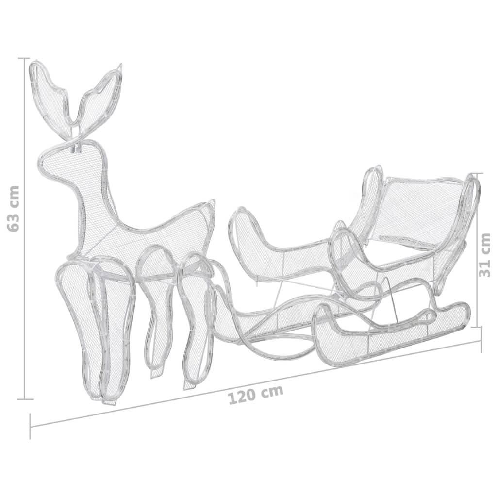 vidaXL Świąteczny renifer z saniami, z siateczką, 432 diod LED
