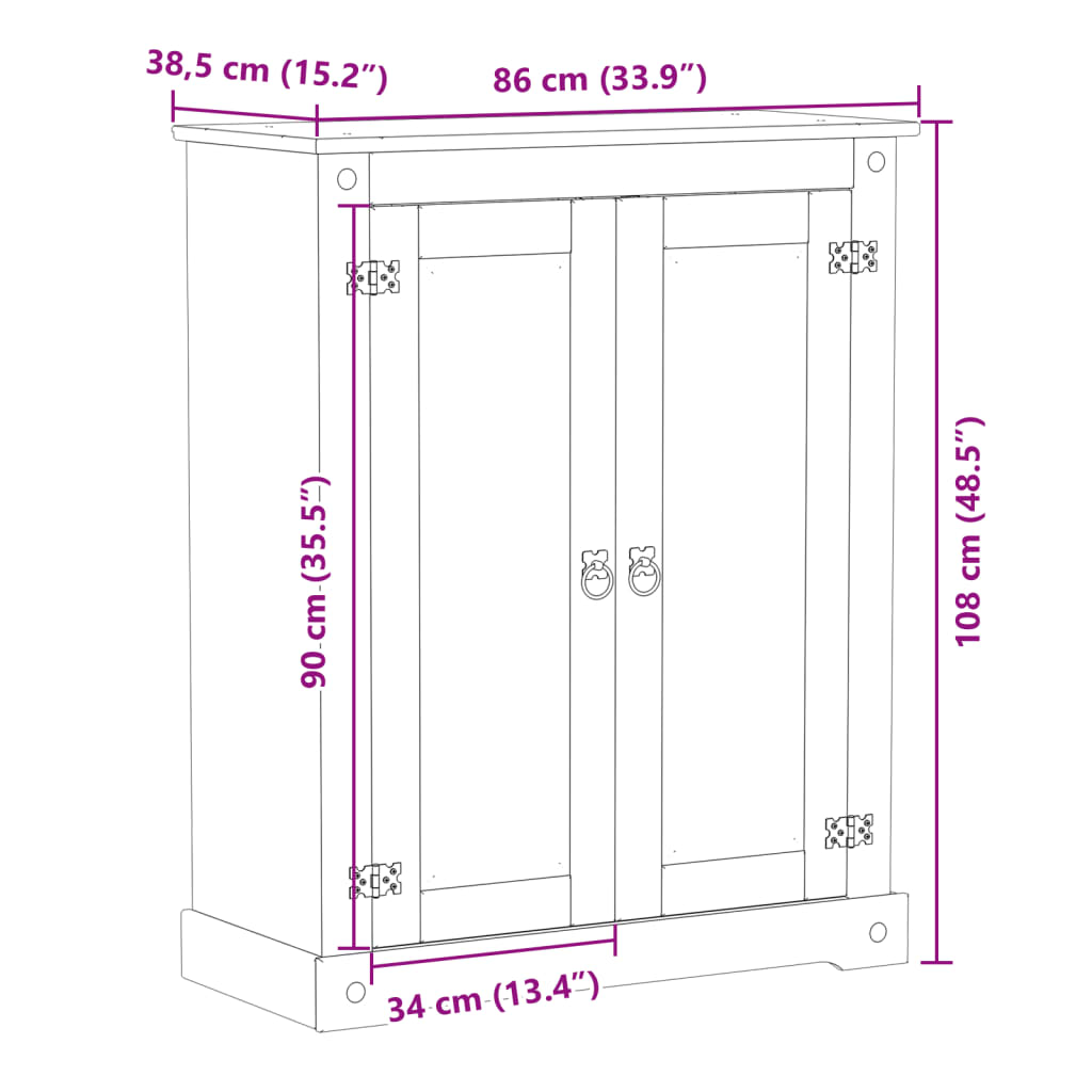 vidaXL Szafka na buty Corona, 86x38,5x108 cm, lite drewno sosnowe