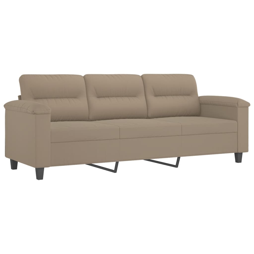 vidaXL 3-osobowa sofa z poduszkami, kolor taupe, 180 cm, mikrofibra