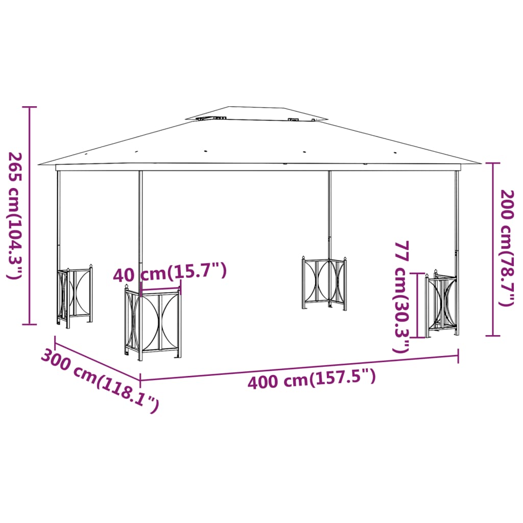 vidaXL Altana z zasłonkami i dwuczęściowym dachem, 3x4 m, antracytowa