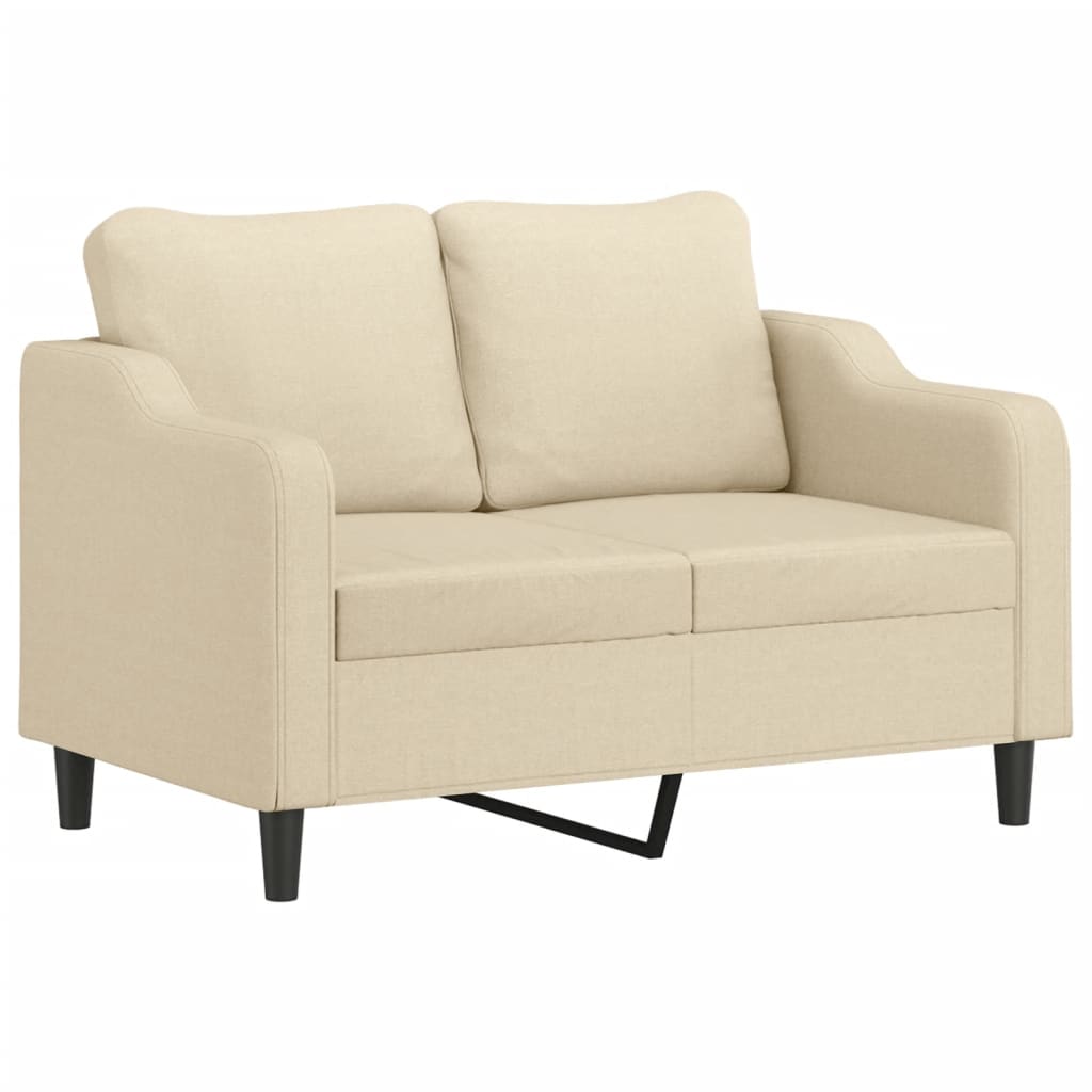 vidaXL 2-osobowa sofa, kremowa, 120 cm, tapicerowana tkaniną