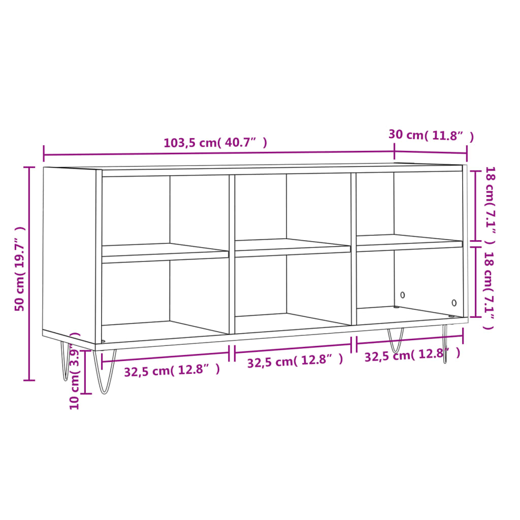 vidaXL Szafka pod TV, brązowy dąb, 103,5x30x50 cm