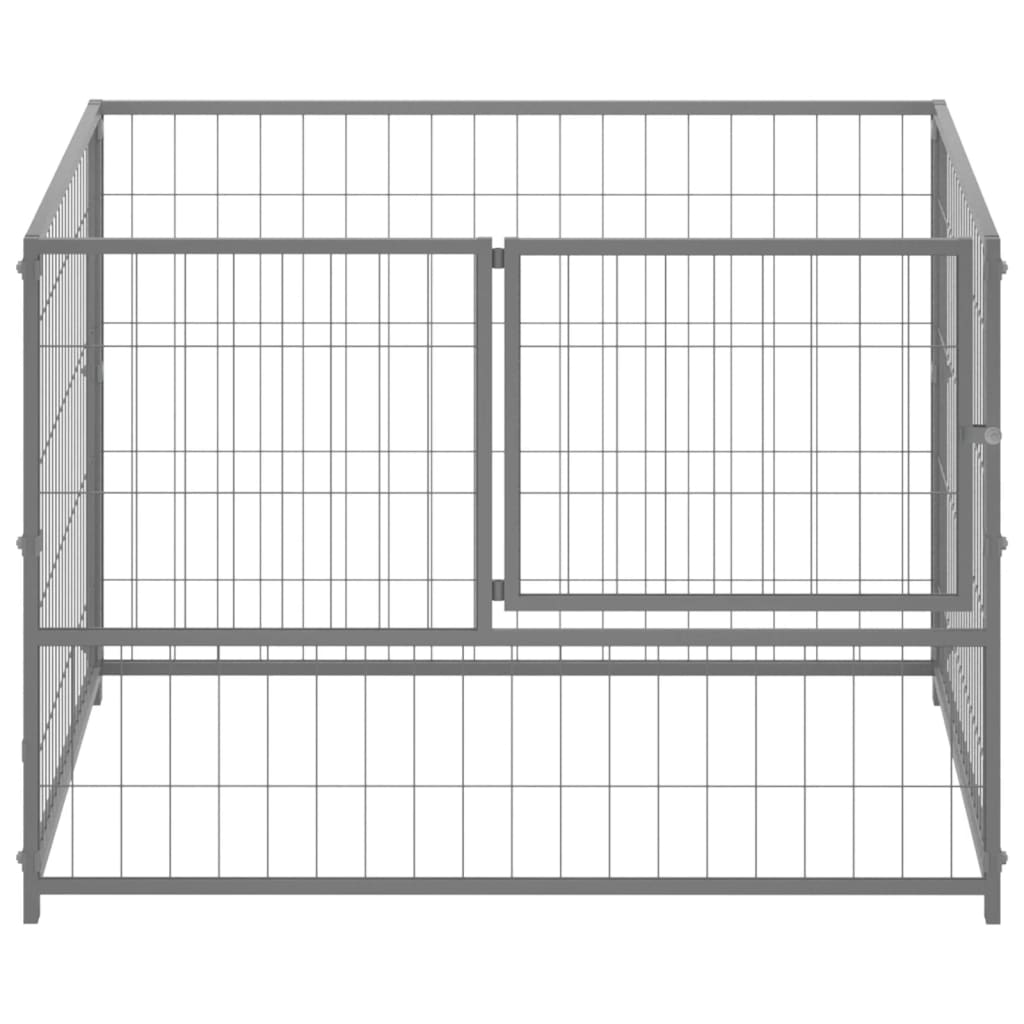 vidaXL Kojec dla psa, srebrny, 100x100x70 cm, stalowy