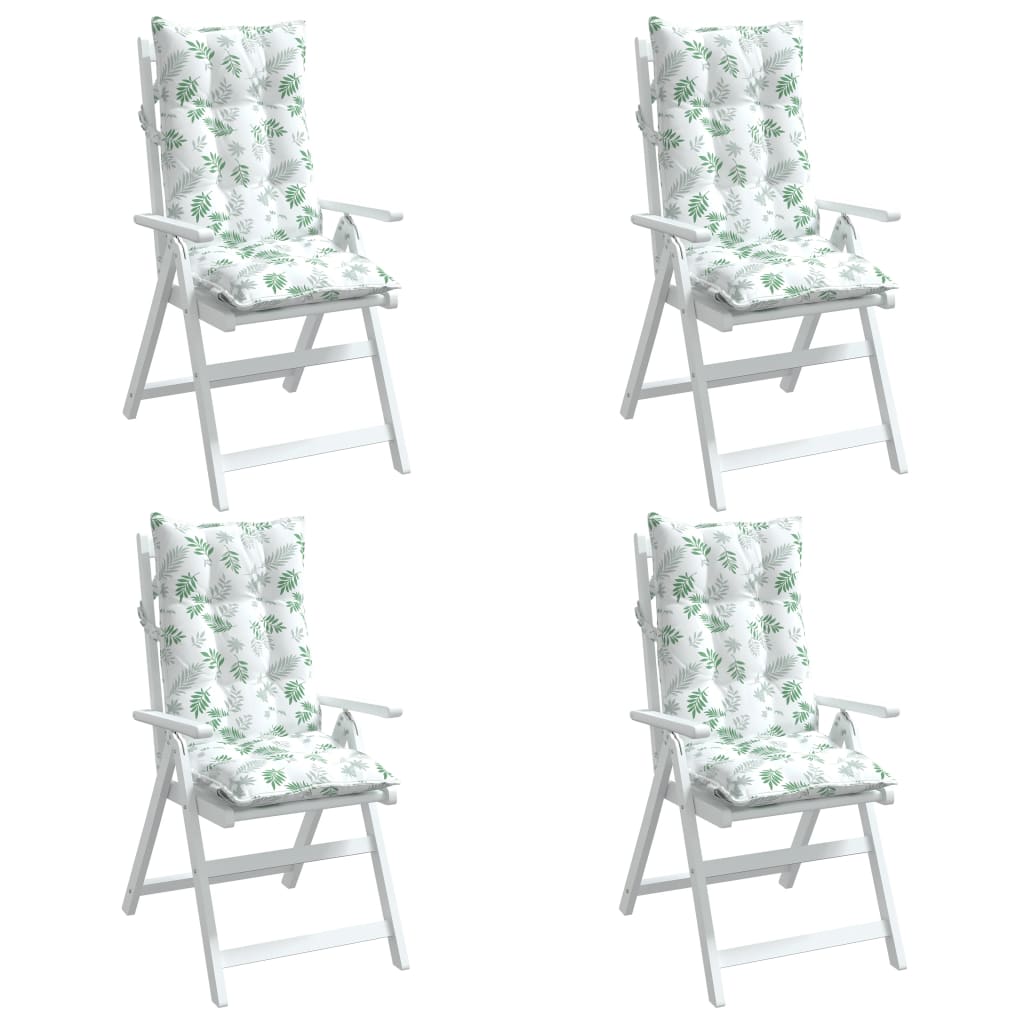 vidaXL Poduszki na krzesła z wysokim oparciem, 4 szt., wzór w liście