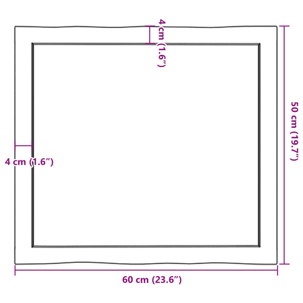 vidaXL Blat stołu, 60x50x(2-6)cm, surowy, lity dąb naturalną krawędzią