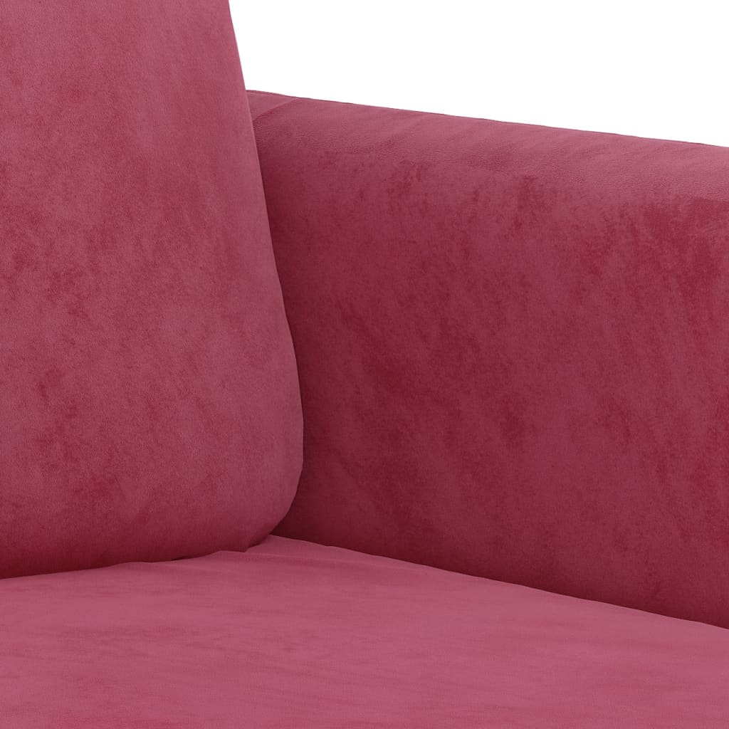 vidaXL Sofa 3-osobowa, winna czerwień, 180 cm, obita aksamitem