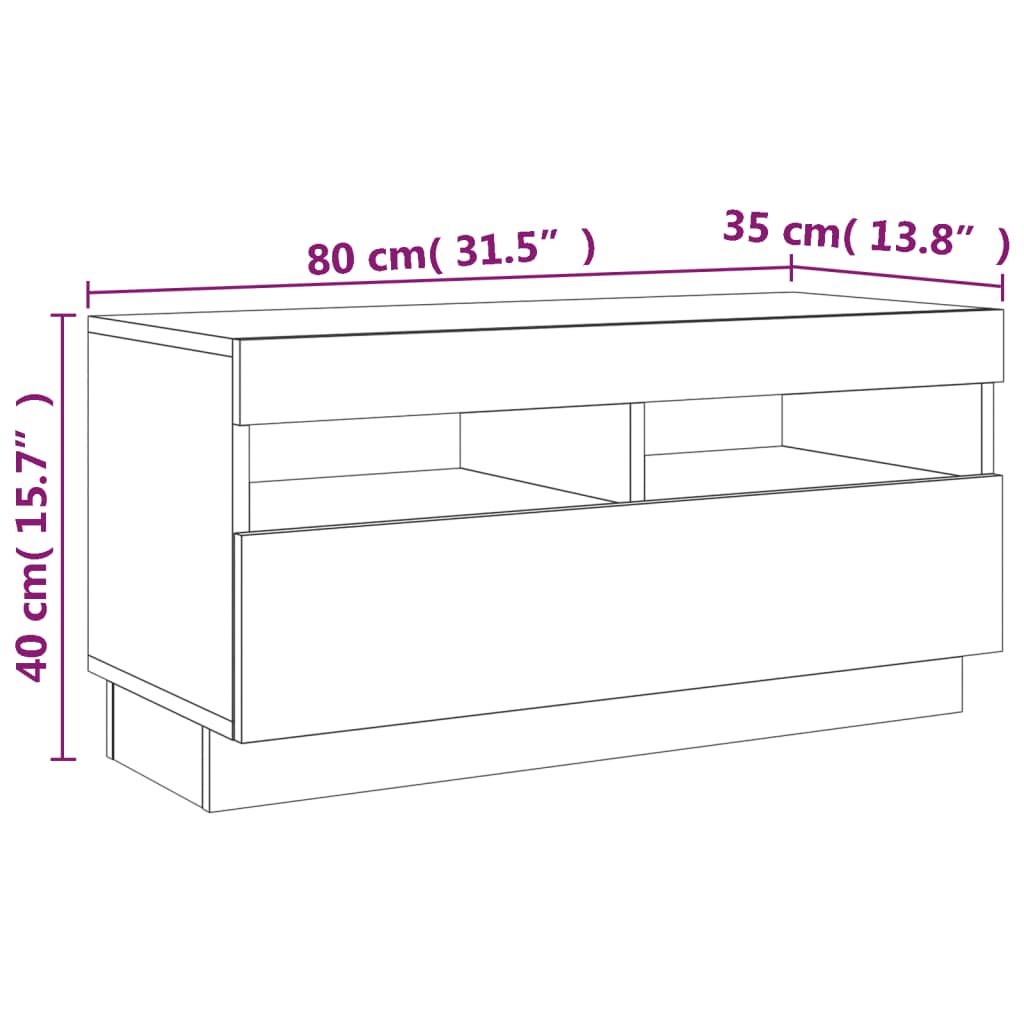 vidaXL Zestaw 2 szafek TV z oświetleniem LED, brązowy dąb