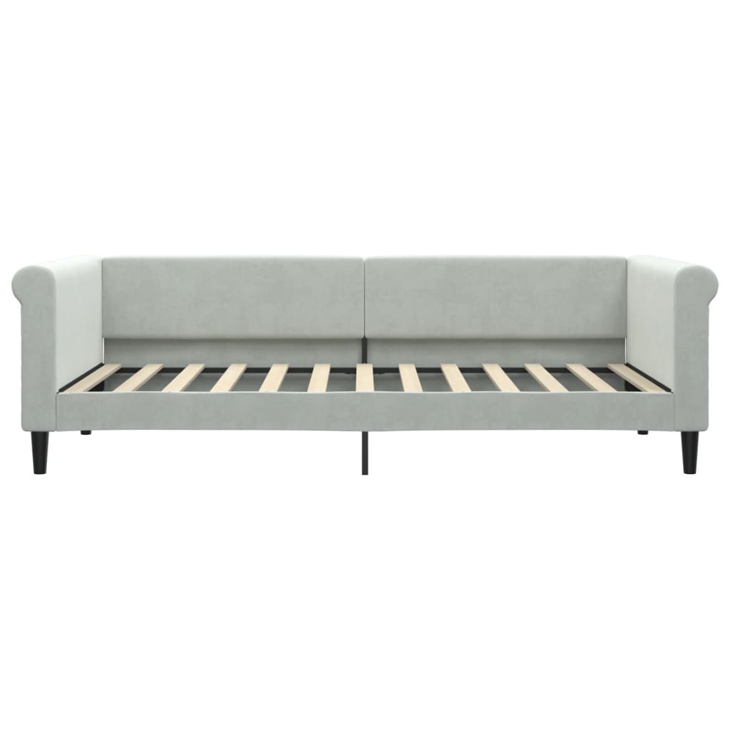 vidaXL Sofa rozsuwana z szufladami, jasnoszara, 90x200 cm, aksamit