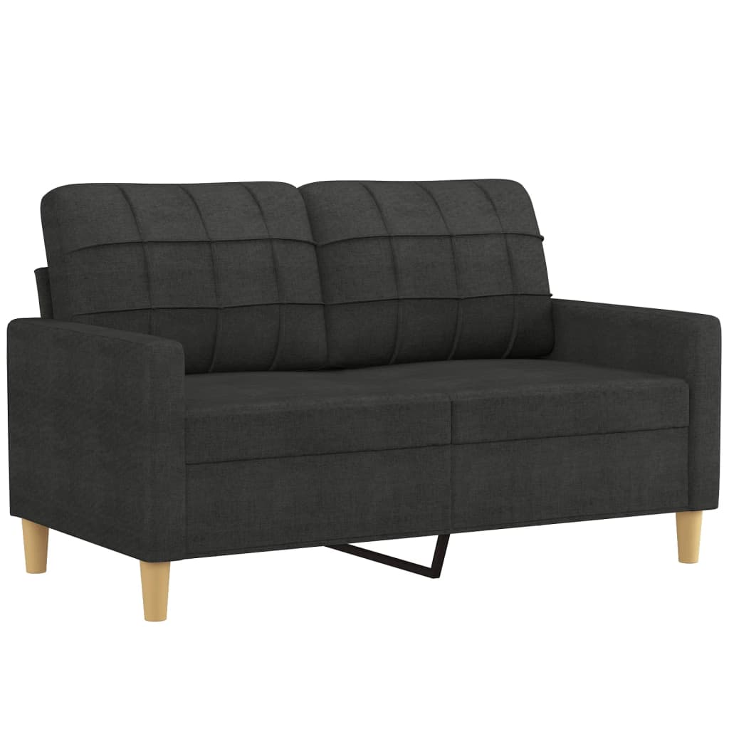 vidaXL 2-osobowa sofa z poduszkami, czarna, 120 cm, tkanina