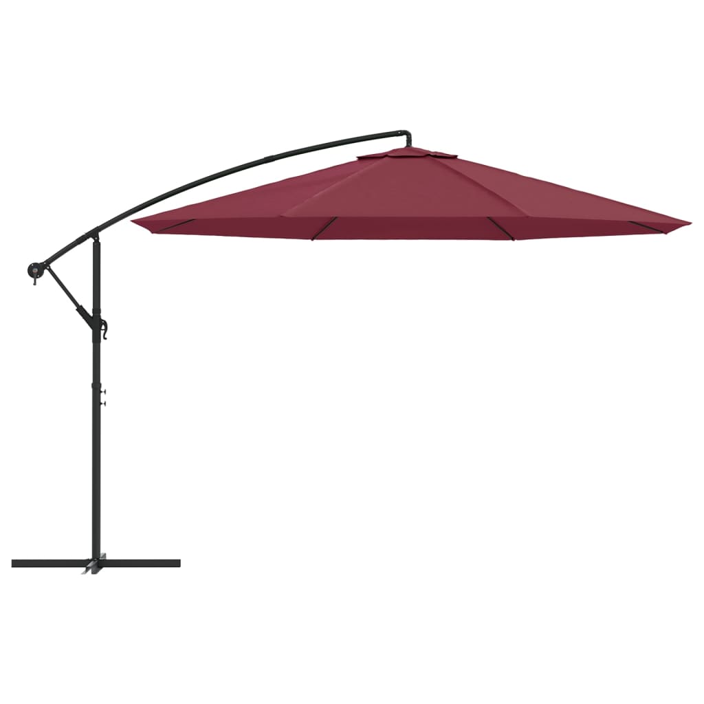 vidaXL Parasol wiszący z aluminiowym słupkiem, 350 cm, bordowy