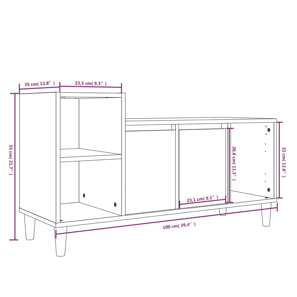 vidaXL Szafka pod TV, szarość betonu, 100x35x55 cm