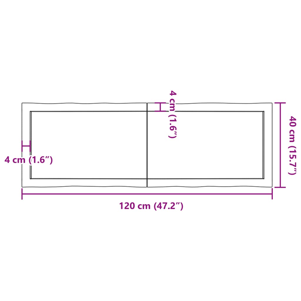 vidaXL Blat stołu, 120x40x(2-4)cm surowy, lity dąb naturalną krawędzią