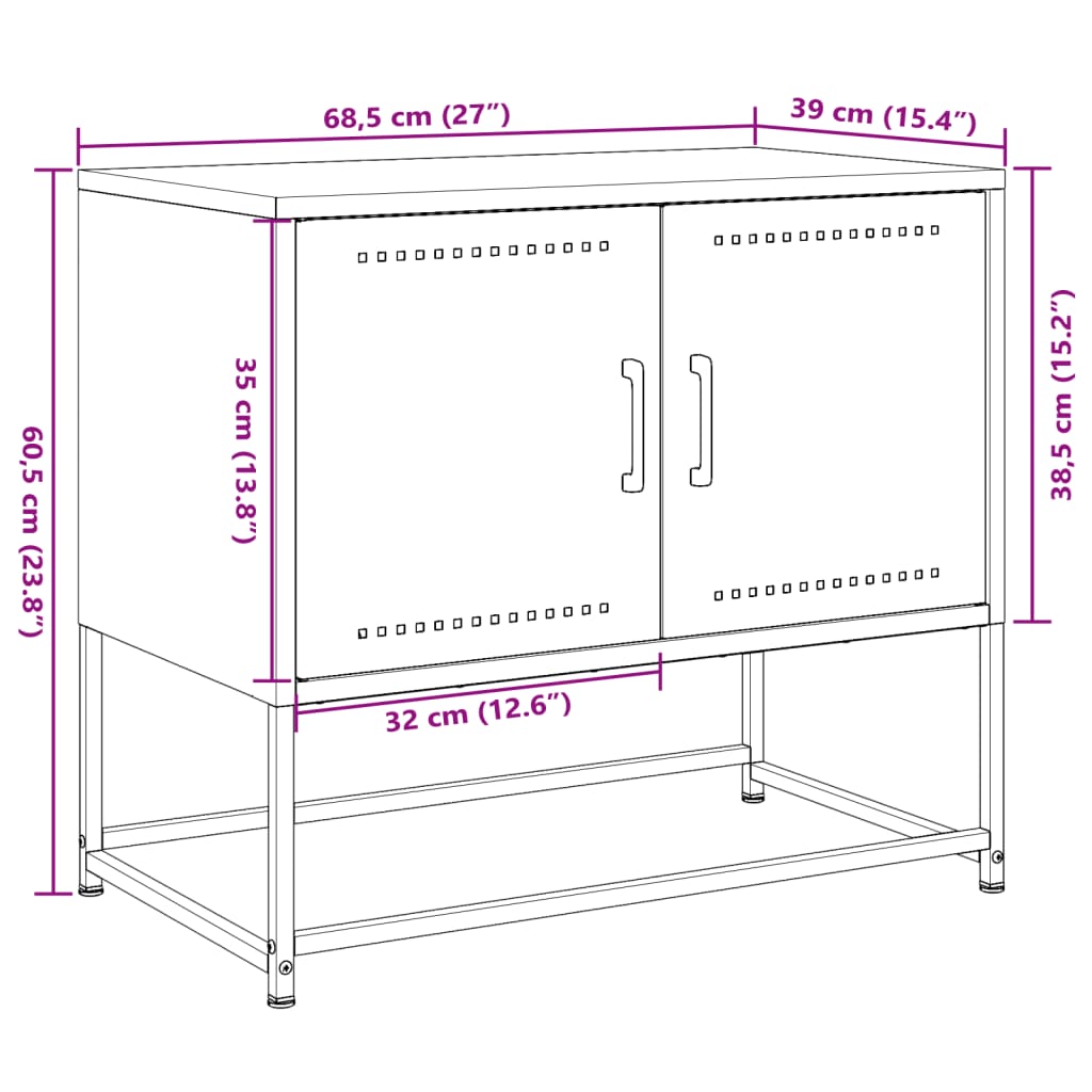 vidaXL Szafka pod telewizor, oliwkowa, 68,5x39x60,5 cm, stalowa