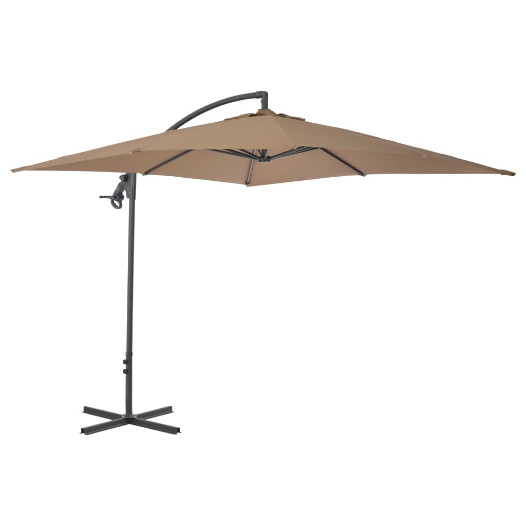 vidaXL Parasol wiszący ze stalowym słupkiem, 250x250 cm, taupe