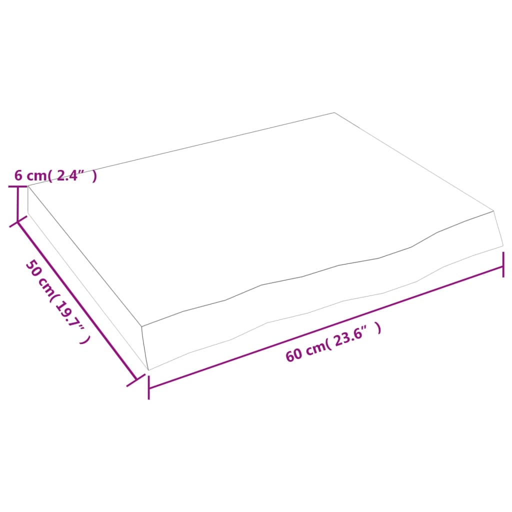 vidaXL Blat stołu, 60x50x(2-6) cm, surowe lite drewno dębowe