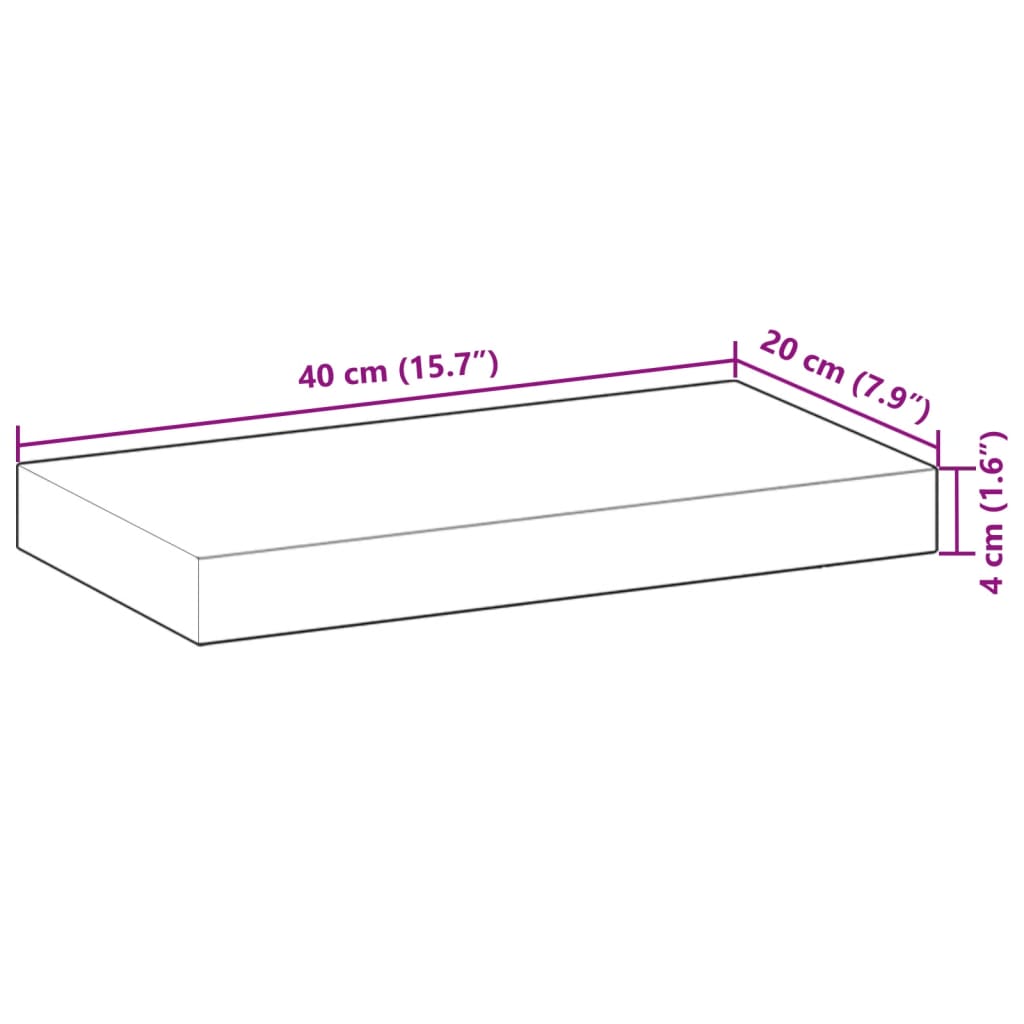 vidaXL Półki ścienne, 4 szt., 40x20x4 cm, surowe lite drewno akacjowe