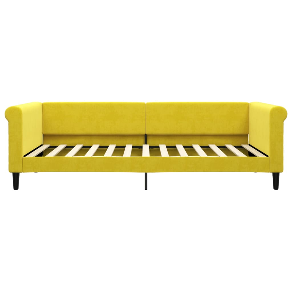 vidaXL Sofa z materacem do spania, żółta, 100x200 cm, aksamit