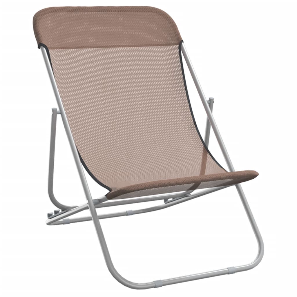 vidaXL Składane krzesła plażowe, 2 szt., brązowe, Textilene i stal