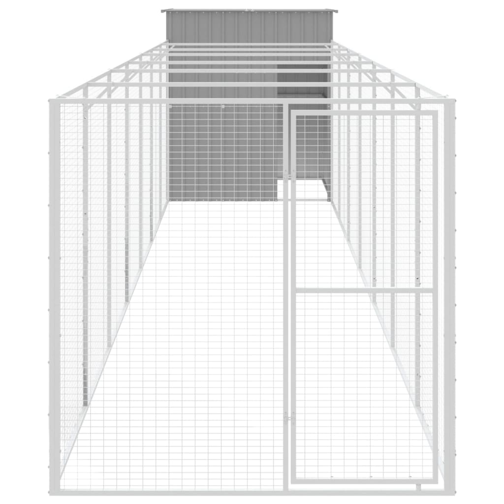 vidaXL Buda dla psa, z wybiegiem, jasnoszara, 165x863x181 cm, stal