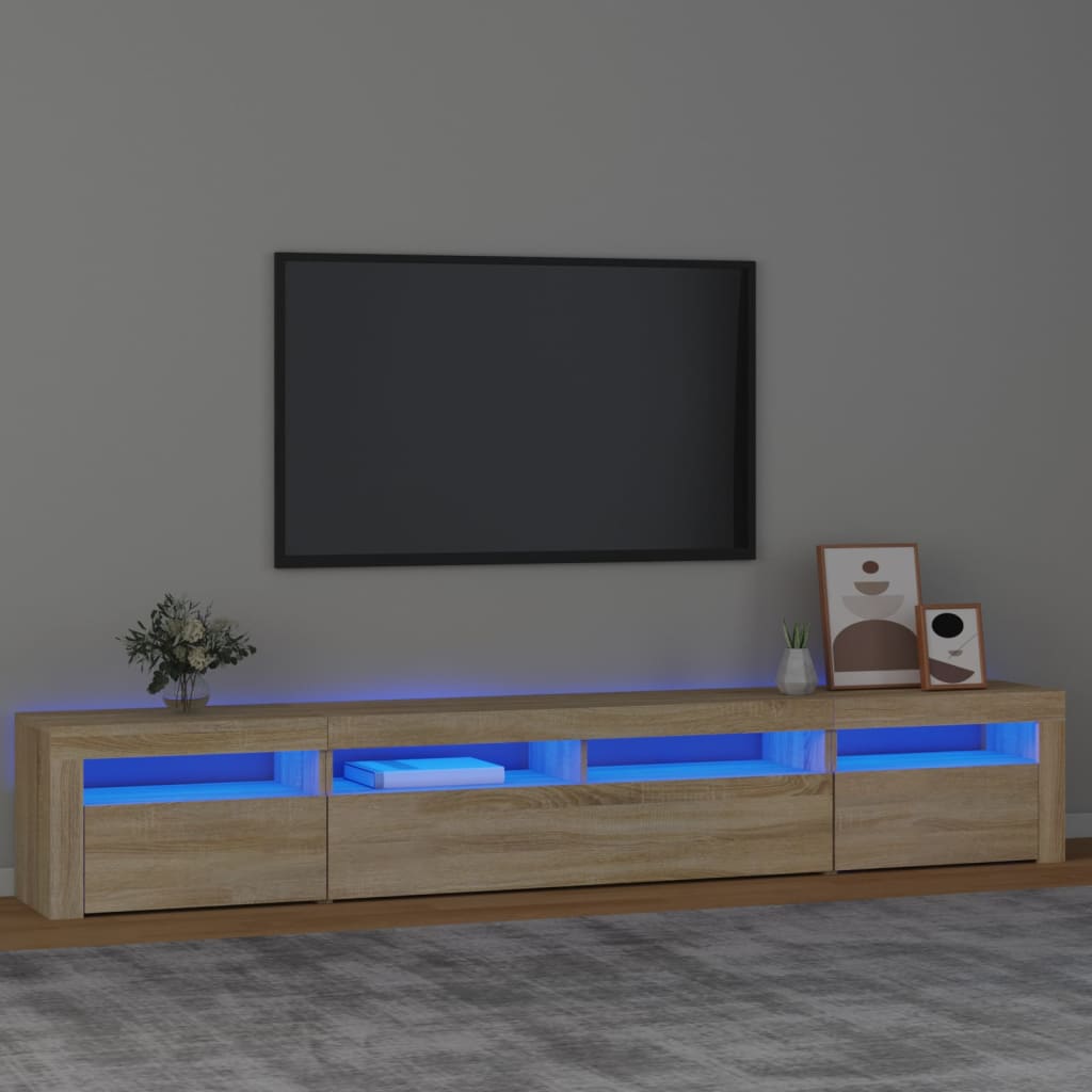 vidaXL Szafka TV z oświetleniem LED, dąb sonoma, 240x35x40 cm