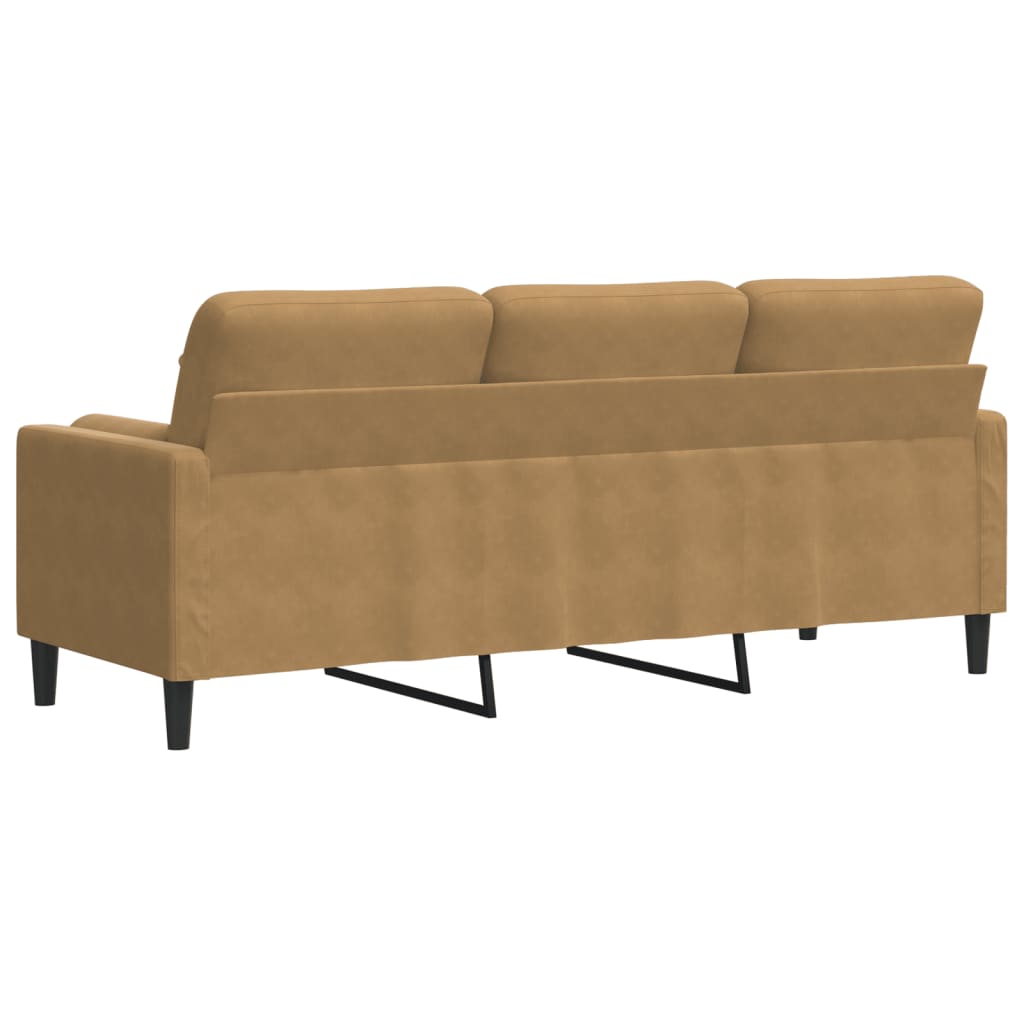 vidaXL 3-osobowa sofa z poduszkami, brązowa, 180 cm, aksamit