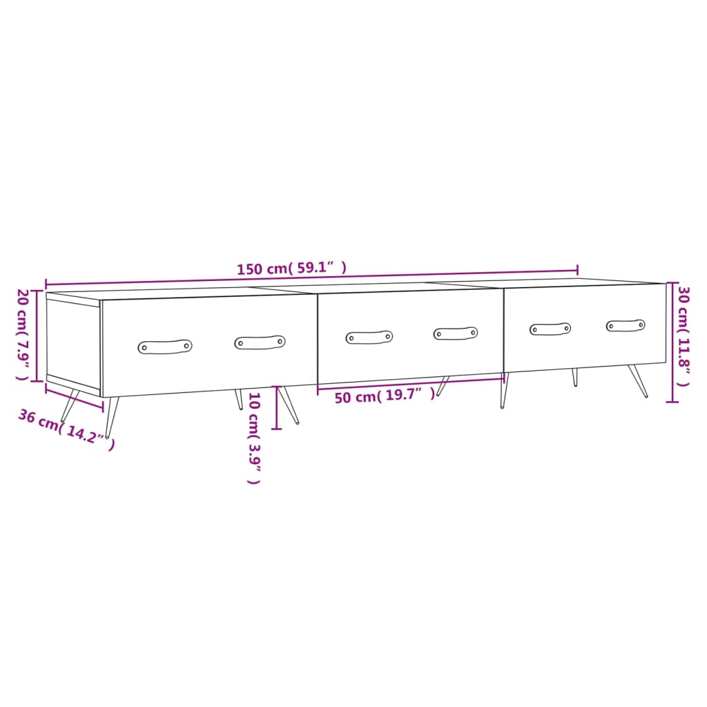 vidaXL Szafka pod TV, szarość betonu, 150x36x30 cm