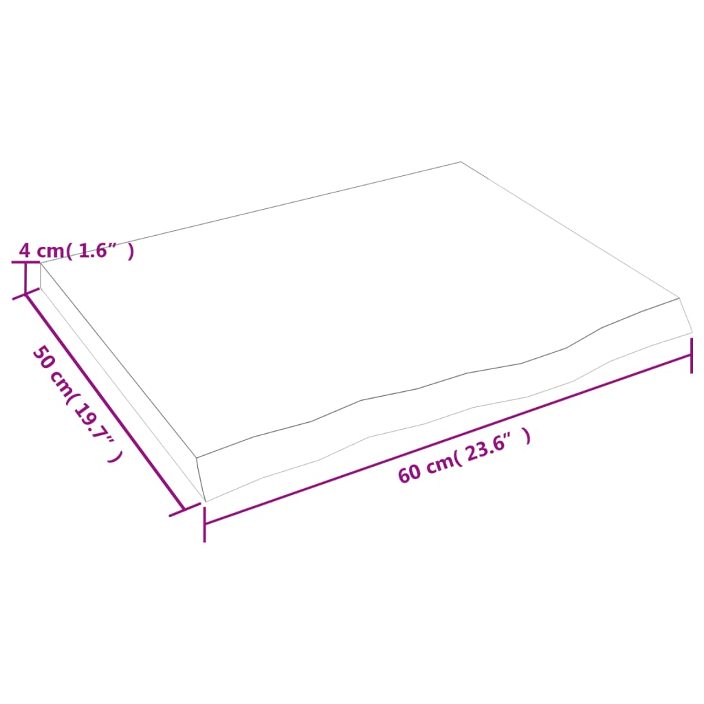 vidaXL Blat do łazienki, ciemnobrązowy, 60x50x(2-4) cm, lite drewno