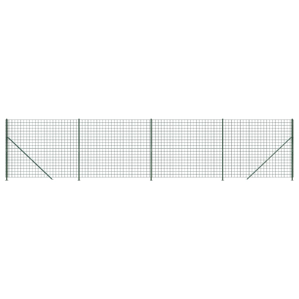 vidaXL Ogrodzenie z siatki, ze stopami słupków, zielone, 2x10 m