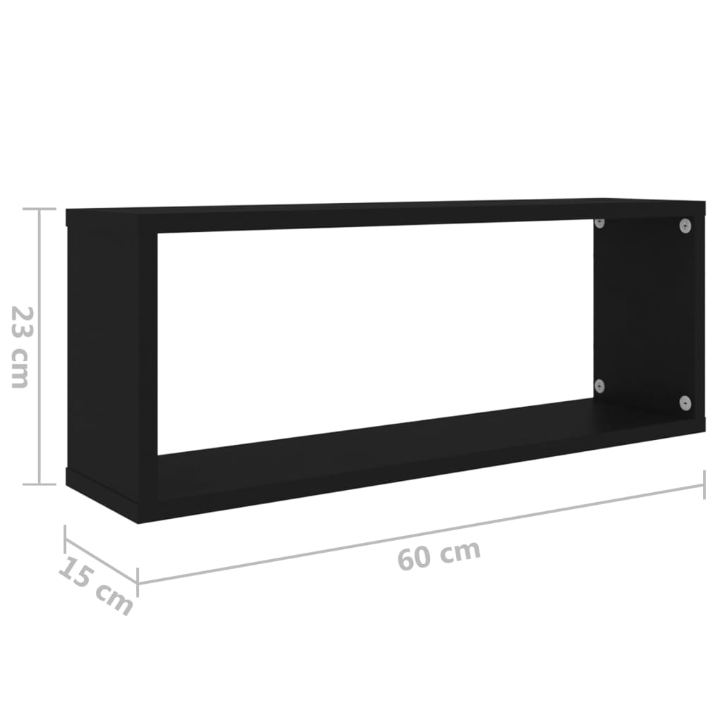 vidaXL Półki ścienne kostki, 4 szt., czarne, 60x15x23 cm