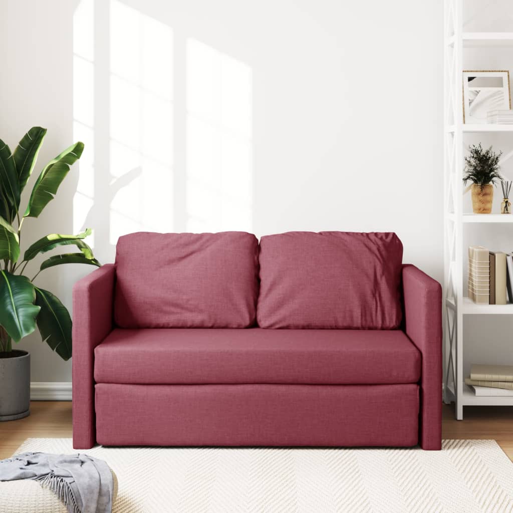 vidaXL Sofa podłogowa 2-w-1, winna czerwień, 112x174x55 cm, tkanina