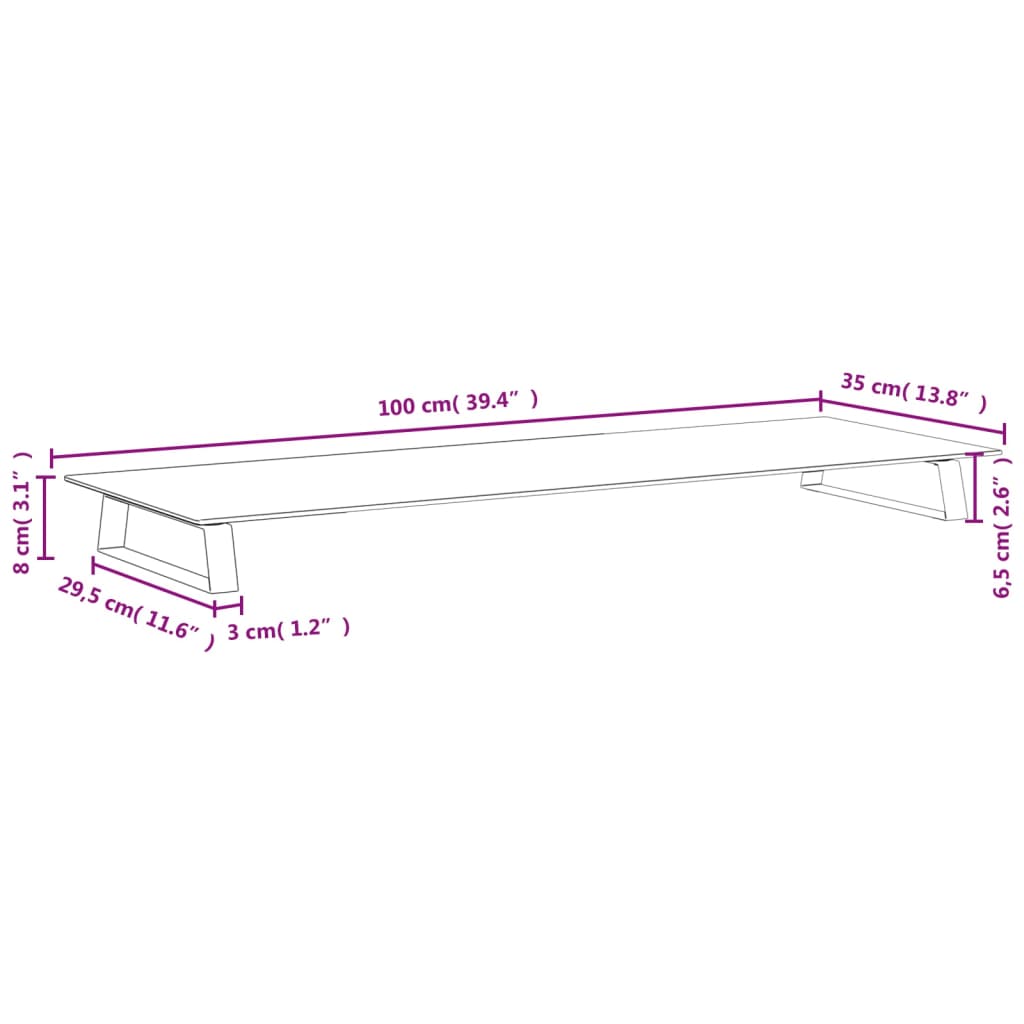 vidaXL Podstawka pod monitor, biała, 100x35x8 cm, szkło i metal