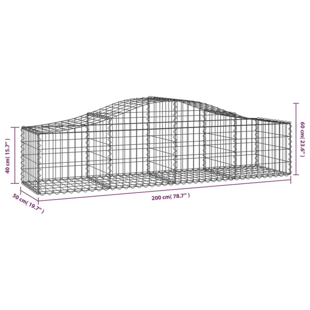 vidaXL Kosze gabionowe, 4 szt, 200x50x40/60 cm, galwanizowane żelazo