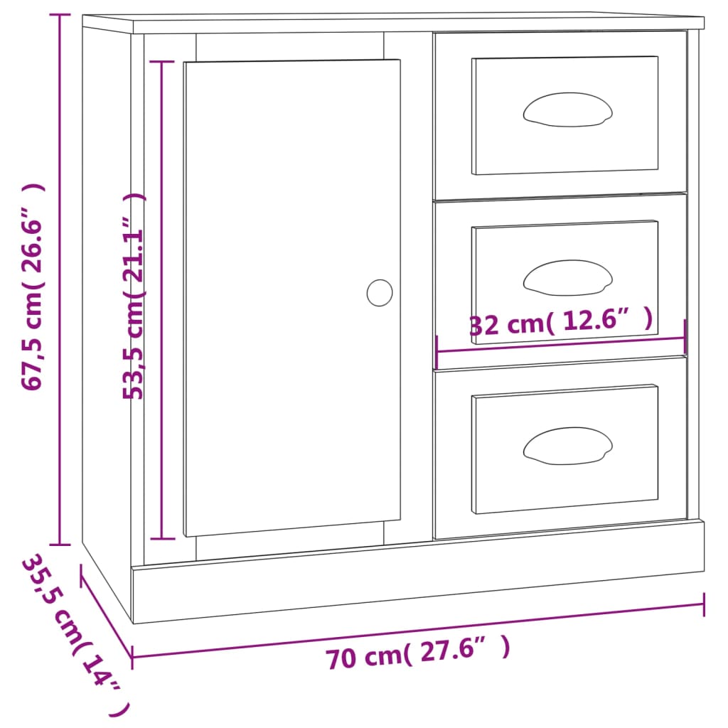 vidaXL Szafka, czarna, 70x35,5x67,5 cm, materiał drewnopochodny