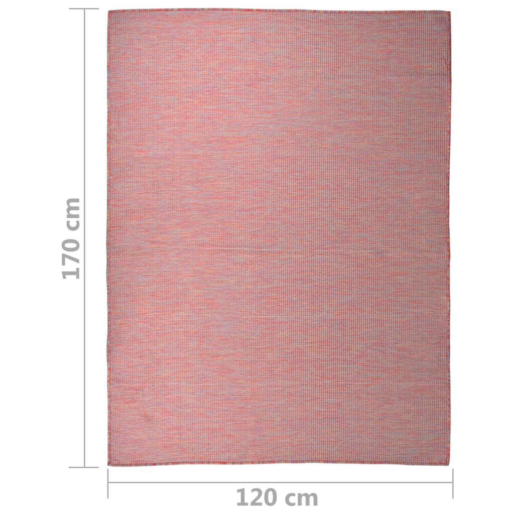 vidaXL Dywan zewnętrzny o płaskim splocie, 120x170 cm, czerwony