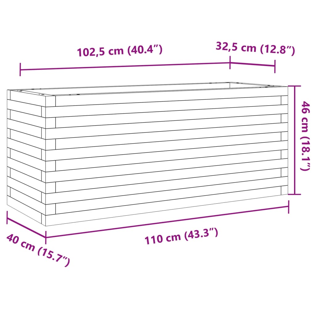 vidaXL Donica ogrodowa, 110x40x46 cm, impregnowane drewno sosnowe