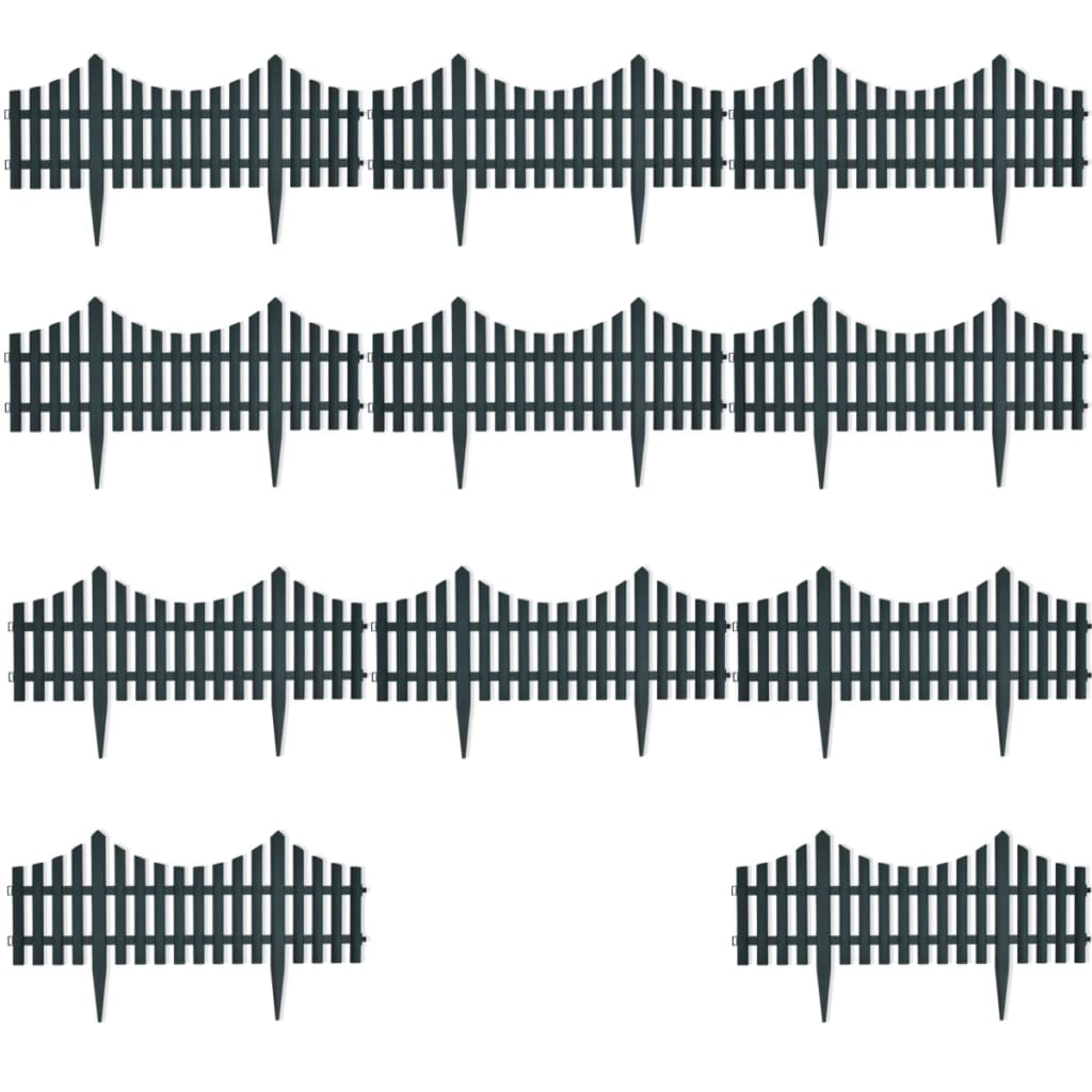 vidaXL Obrzeża ogrodowe, 17 szt., 10 m, zielone