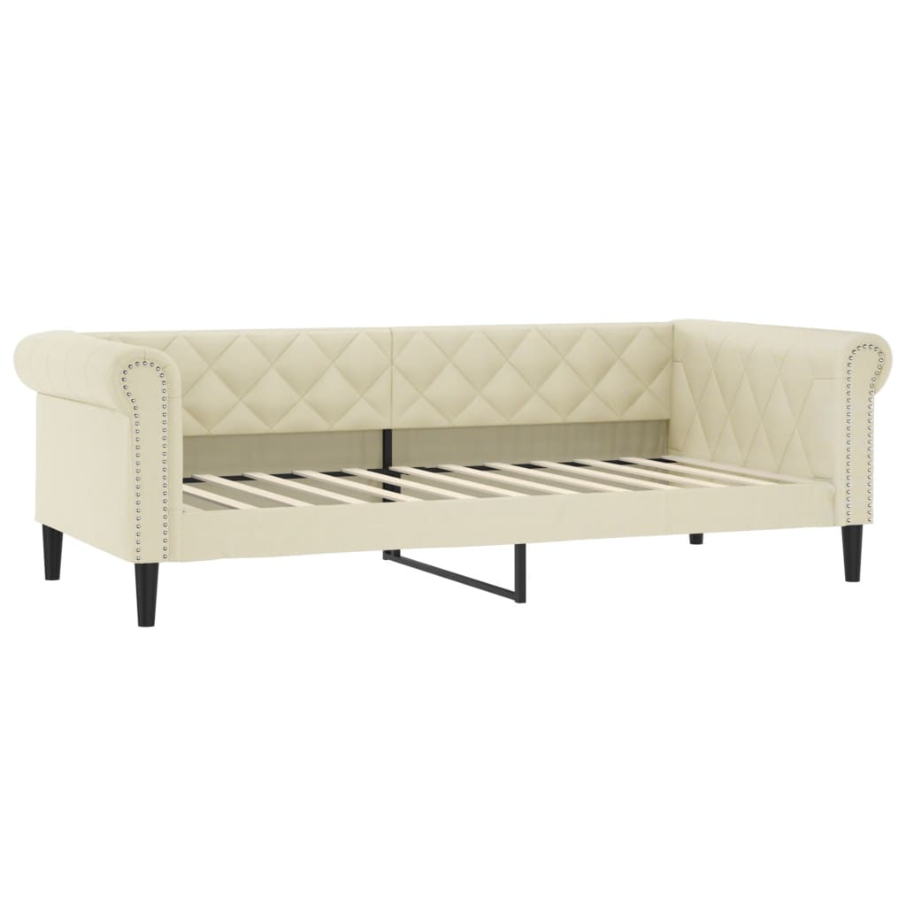 vidaXL Sofa z funkcją spania, kremowa, 80x200 cm, obita sztuczną skórą