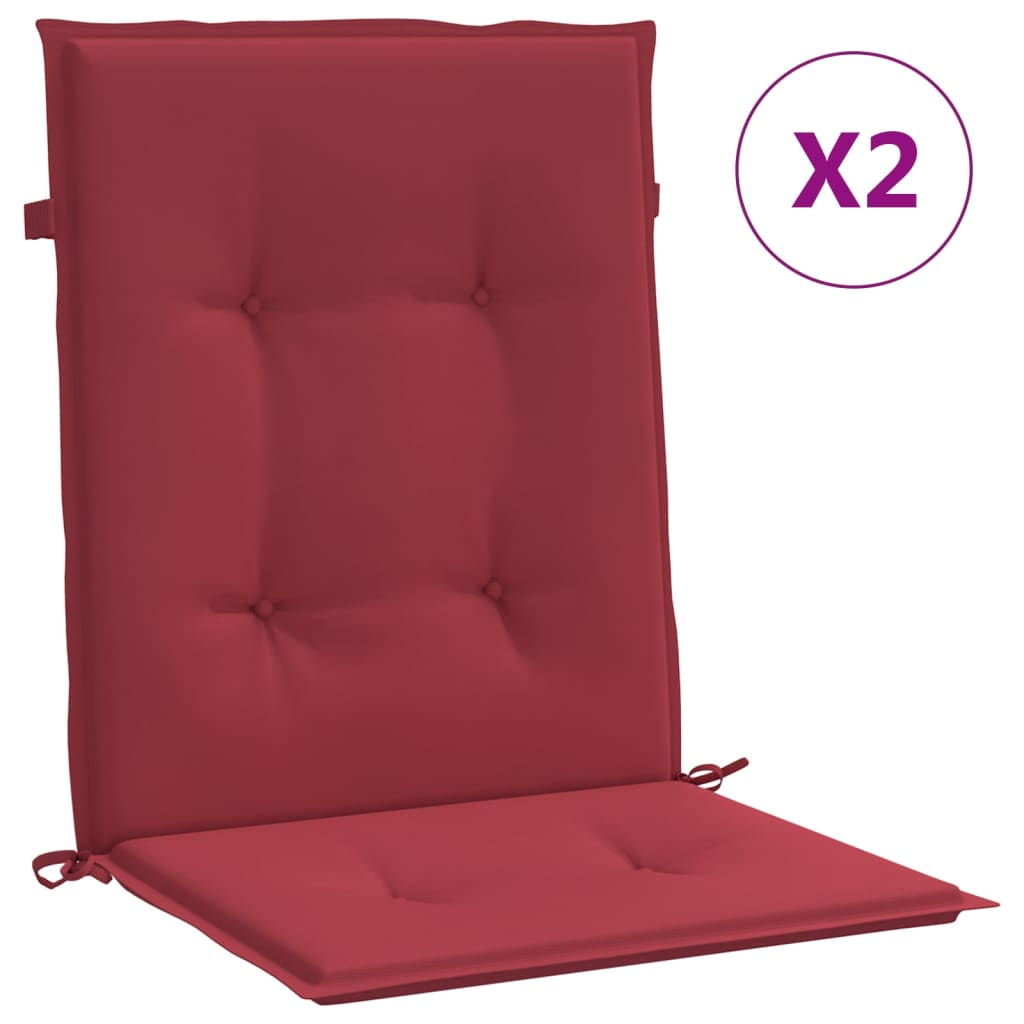 vidaXL Poduszki na krzesła ogrodowe 2 szt., winna czerwień 100x50x3 cm