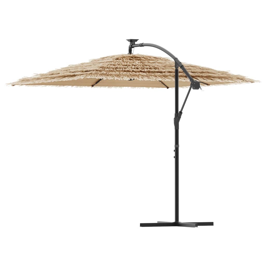 vidaXL Parasol ogrodowy z LED, stalowy słupek, brązowy, 246x246x230 cm