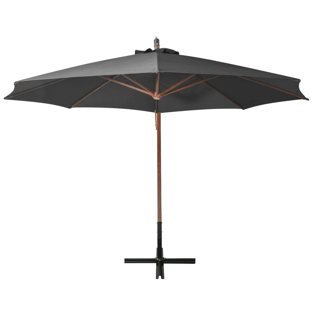 vidaXL Parasol ogrodowy wiszący, jodłowy słupek, antracyt, 3,5x2,9 m