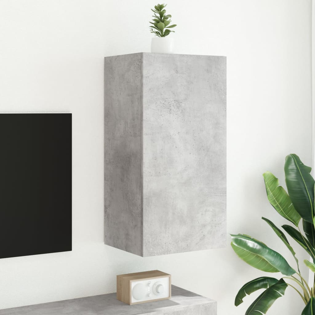vidaXL Ścienna szafka TV z LED, szarość betonu, 40,5x35x80 cm