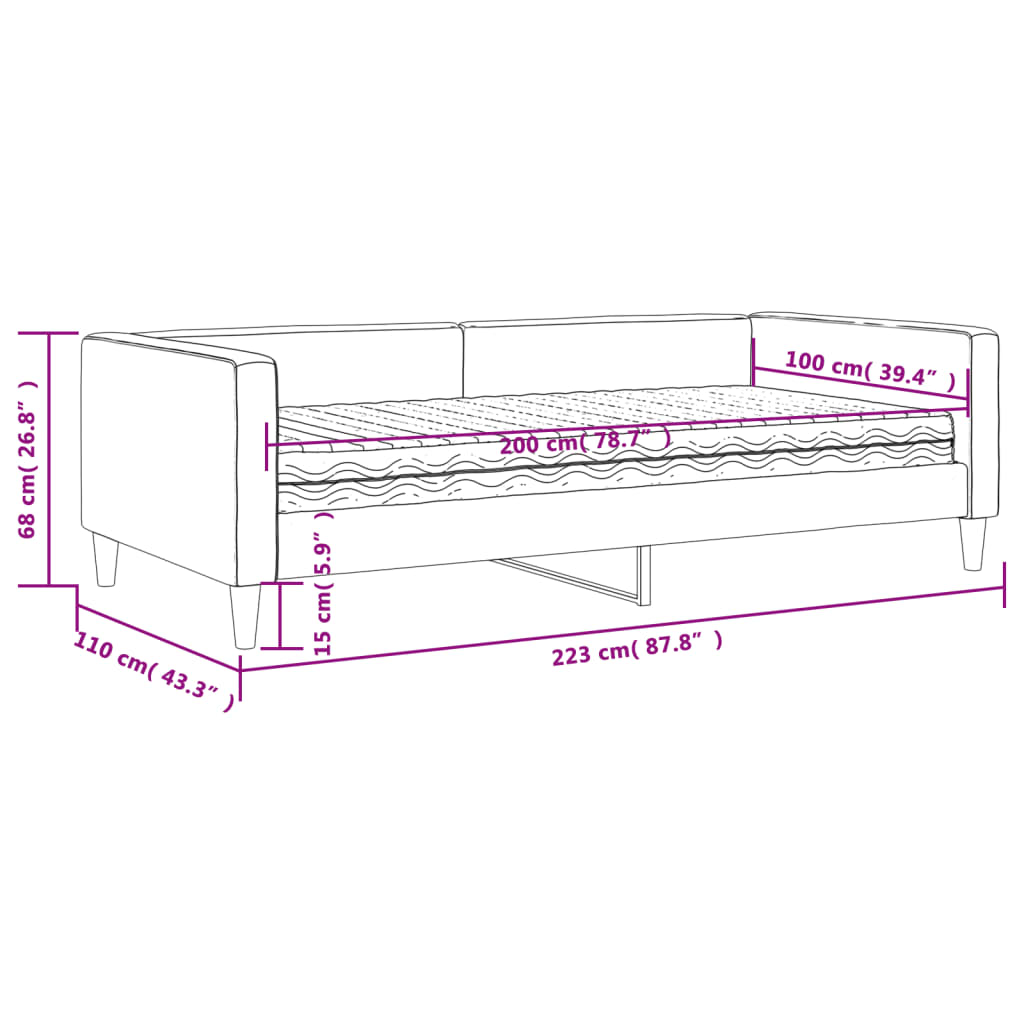 vidaXL Sofa z materacem do spania, czarna, 100x200 cm, tkanina