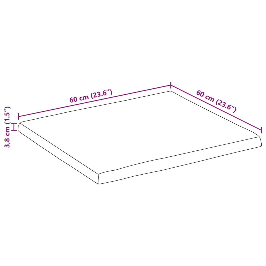 vidaXL Blat stołu, 60x60x3,8 cm, naturalna krawędź, lite drewno mango