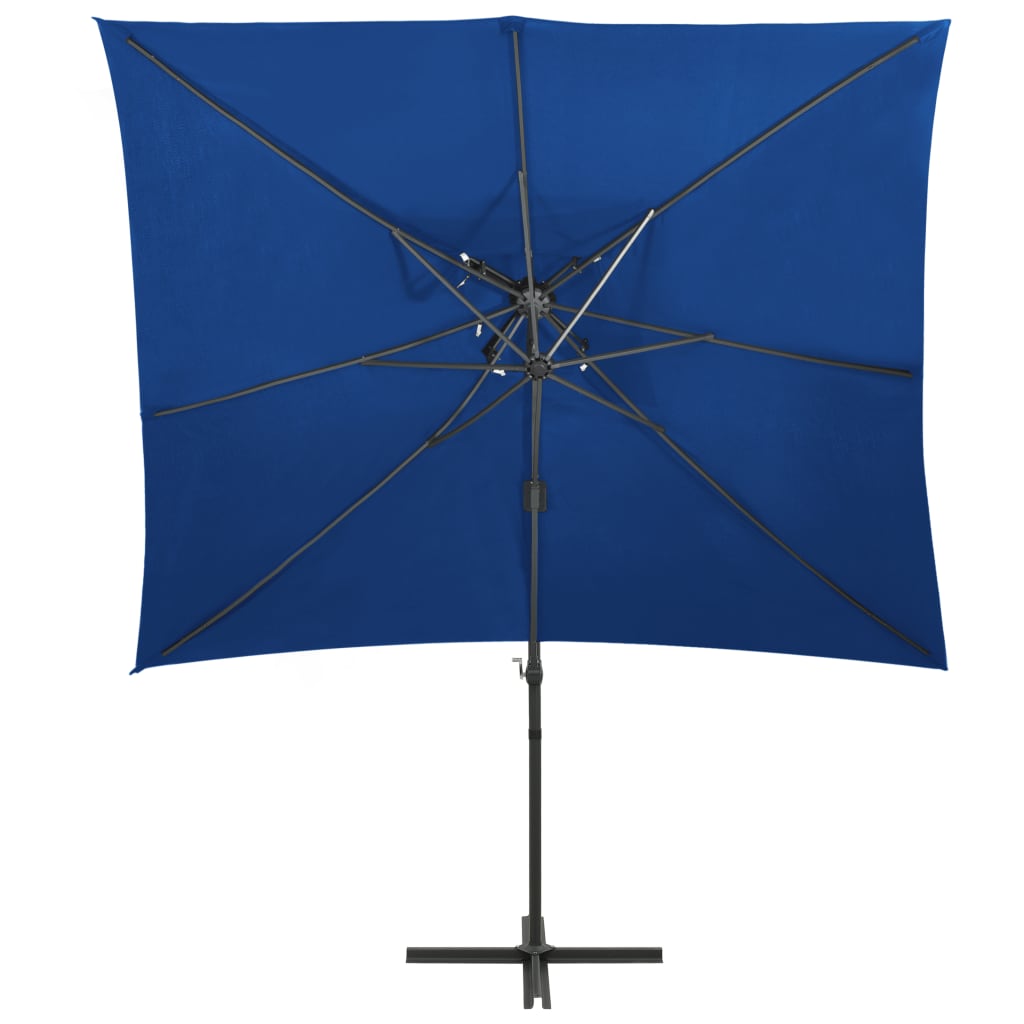 vidaXL Parasol wiszący z podwójną czaszą, 250x250 cm, niebieski