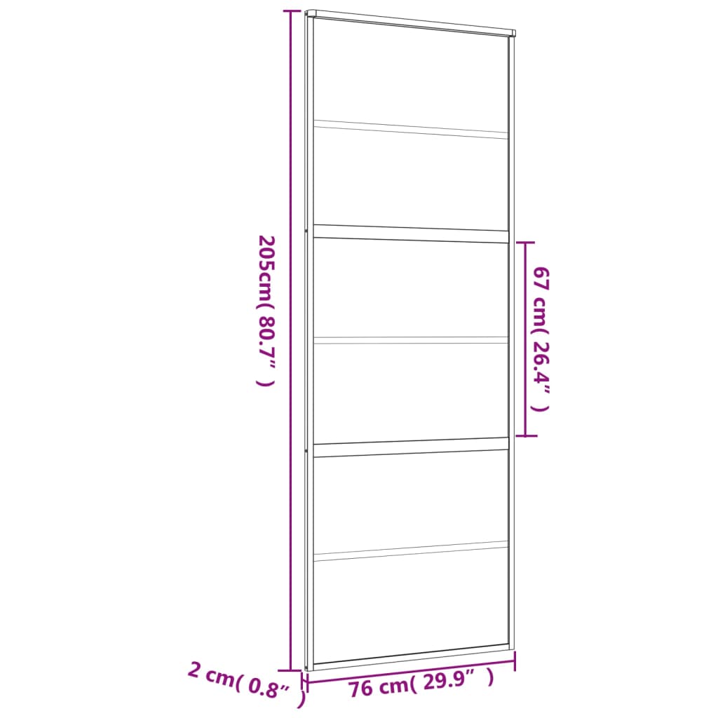 vidaXL Drzwi przesuwne, złote, 76x205 cm, mrożone szkło ESG, aluminium