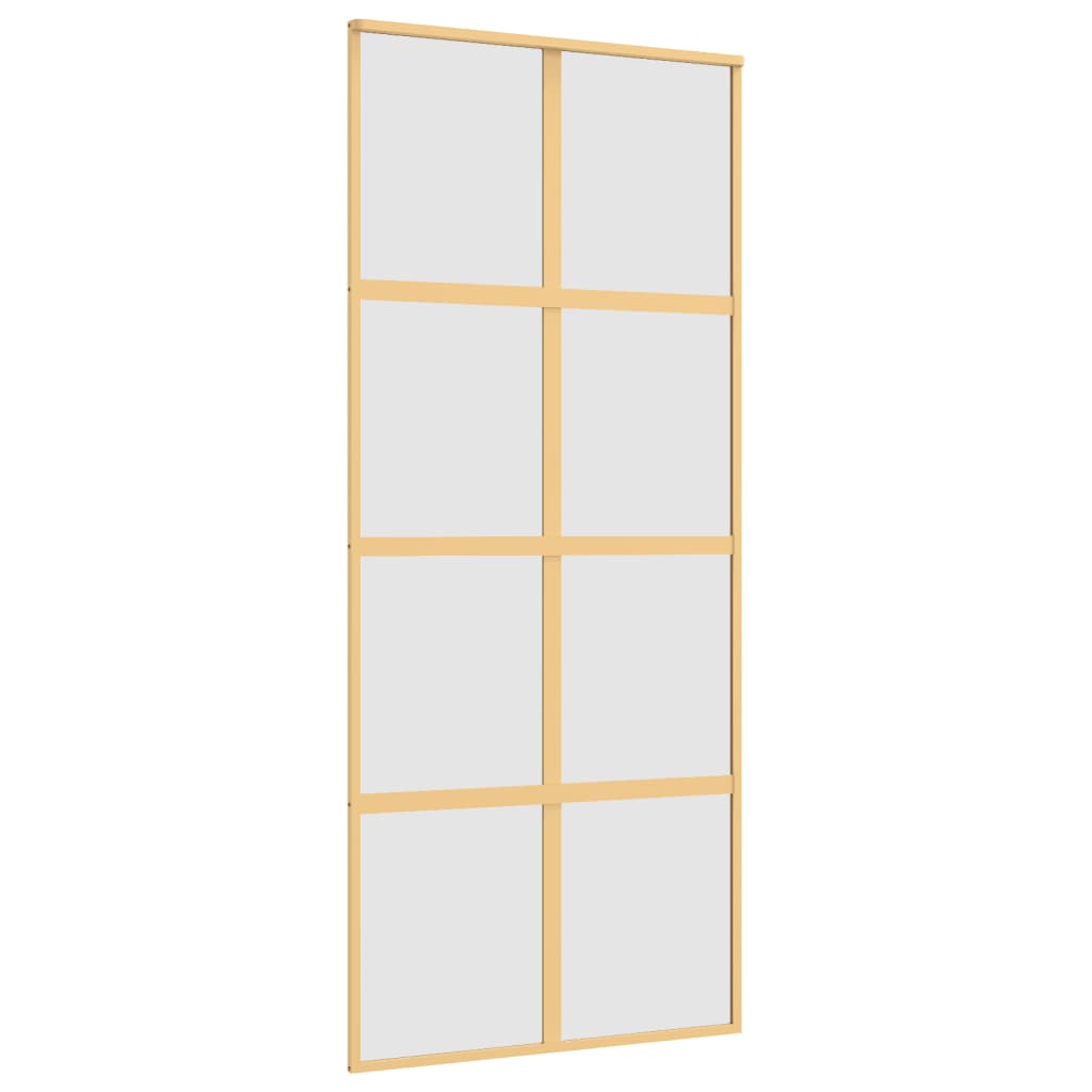 vidaXL Drzwi przesuwne, złote, 90x205 cm, mrożone szkło ESG, aluminium