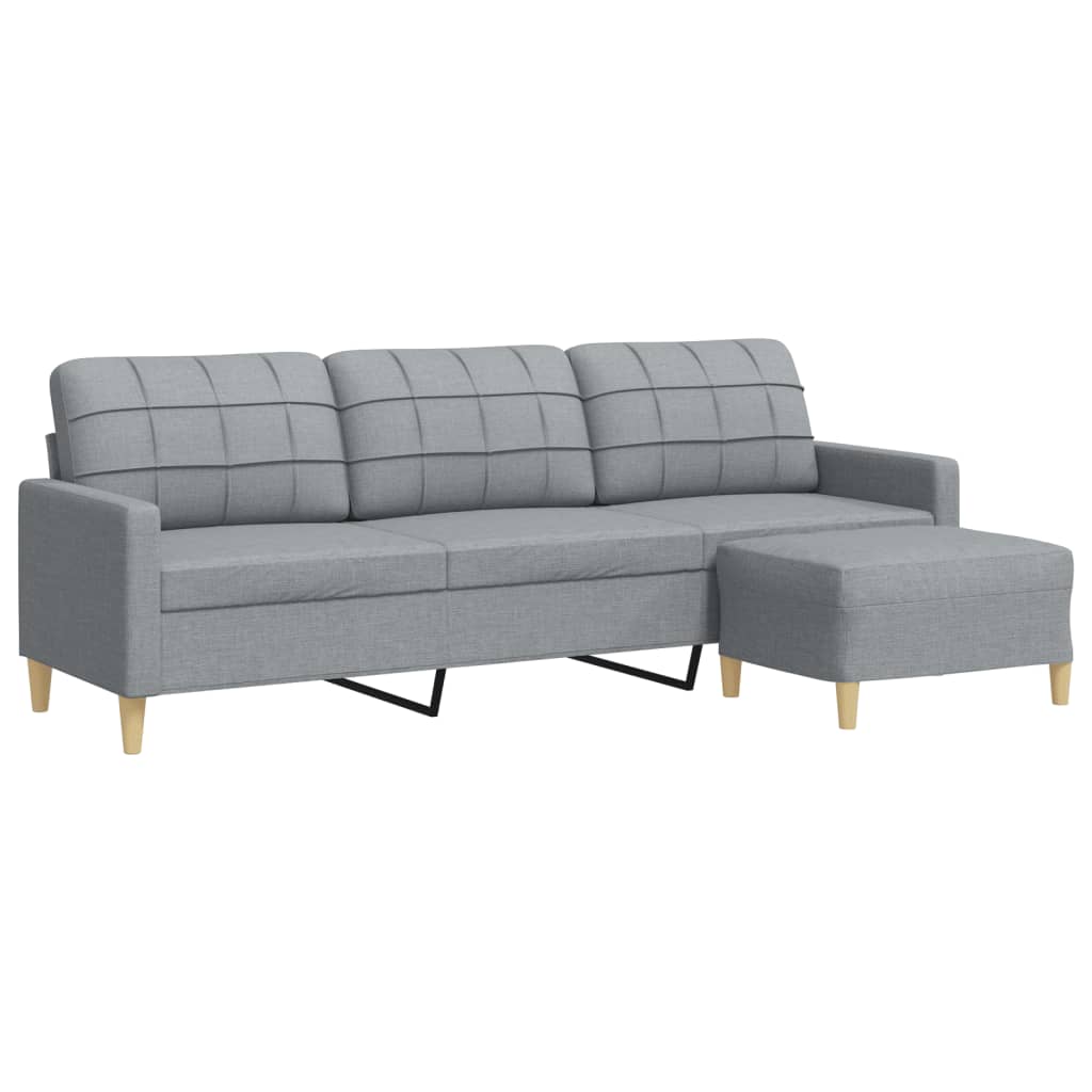 vidaXL 3-osobowa sofa z podnóżkiem, jasnoszary, 210 cm, tkaniną